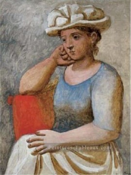  la - Femme accoudee au chapeau blanc 1921 Cubisme